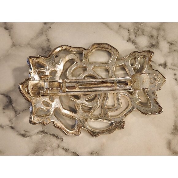 Vintage Rhinestone Floral Hair Clip Flower - Picture 2 of 3